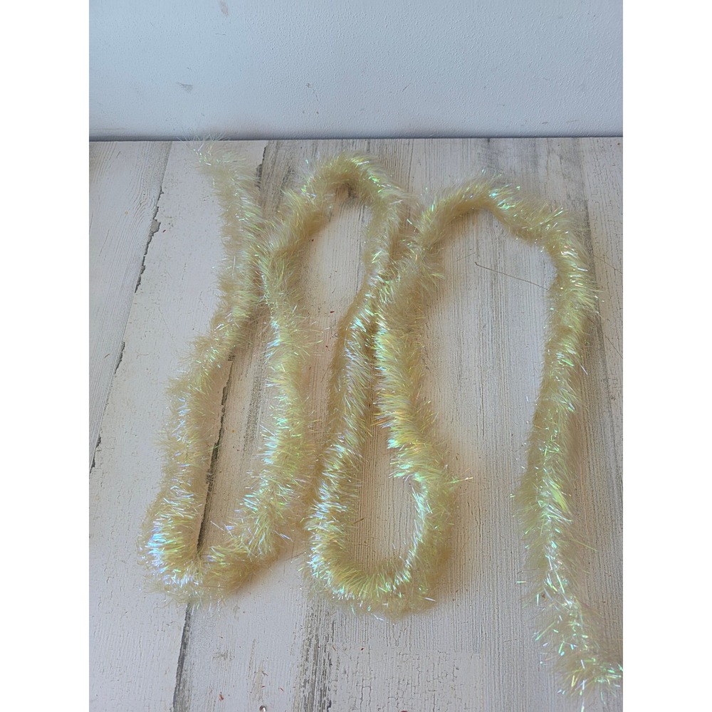 Vintage iridescent Garland yellow off-white Xmas tree tinsel